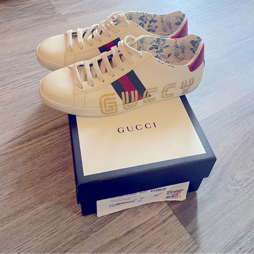 Gucci Ace Leather Sneakers Size 39 Authentic Apollo NS Nylon